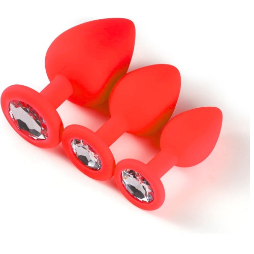 3 Silicone Anal Plugs, Toys Kit for Beginners, Men and Women, Couples, Black