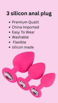 3 Silicone Anal Plugs, Toys Kit for Beginners, Men and Women, Couples, Black