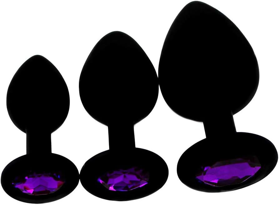 3 Silicone Anal Plugs, Toys Kit for Beginners, Men and Women, Couples, Black
